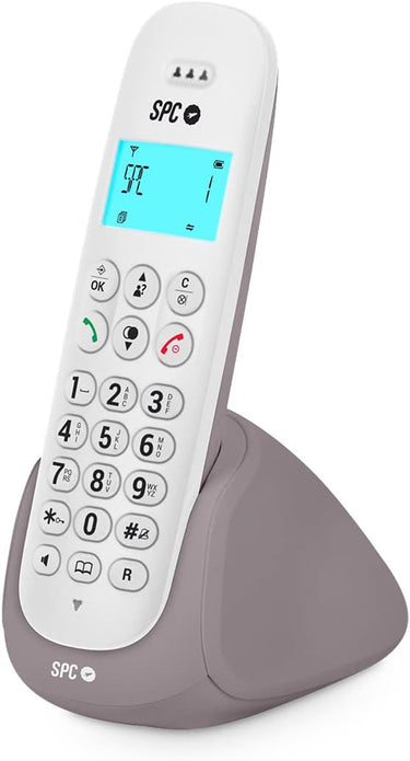 SPC Art – Teléfono Fijo inalámbrico con Pantalla iluminada, identificador de Llamadas, Manos Libres, Agenda, Modo Mute, compatibilidad Gap y Modo Eco - Blanco